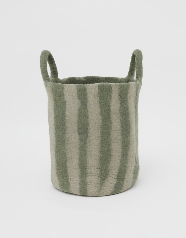 Phile - Toy Basket in Green Stripe - Large