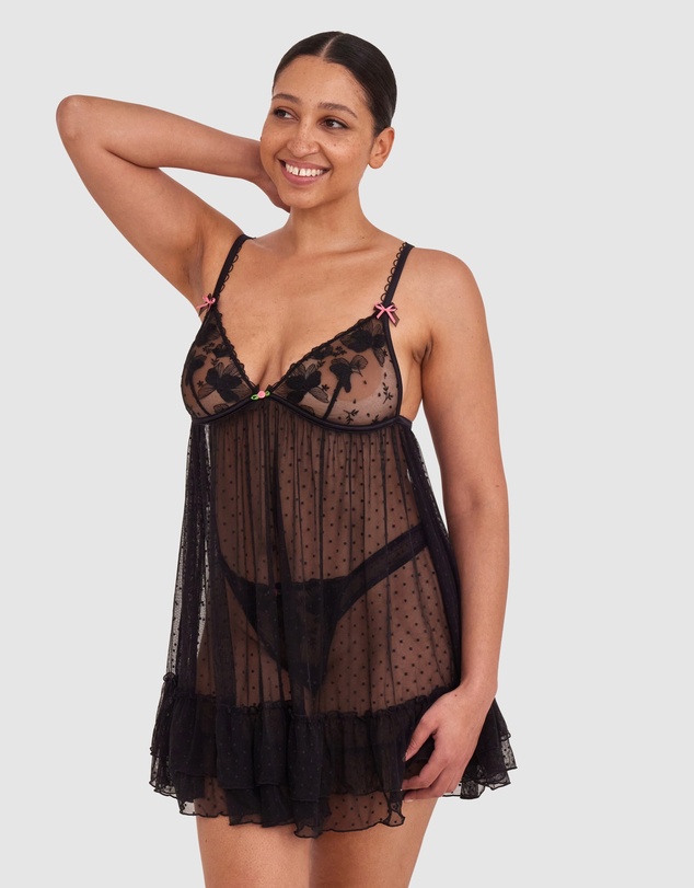 Bras N Things - Enchanted Desdemona Babydoll - Black