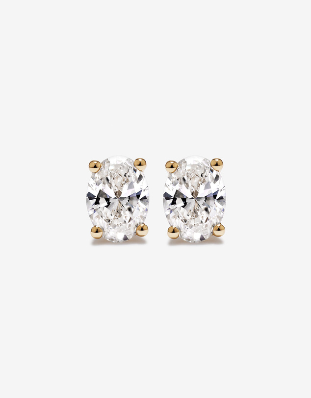 Michael Hill - 1.00 Carat TW Oval Cut Laboratory-Grown Diamond Solitaire Stud Earrings in 10kt Yellow Gold