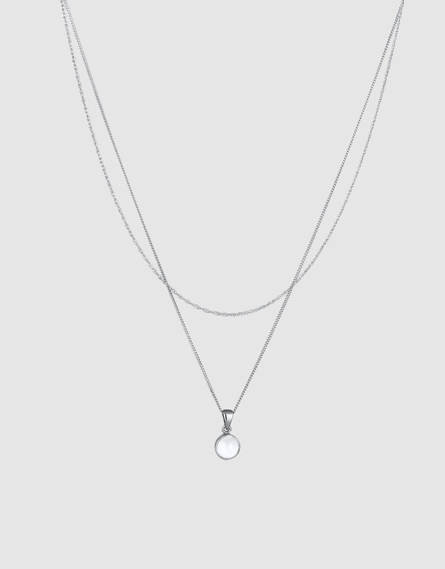 Elli Jewelry - Necklace Layer Circle Moonstone 925 Sterling Silver