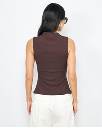 AERE - High Neck Textured Jersey Top