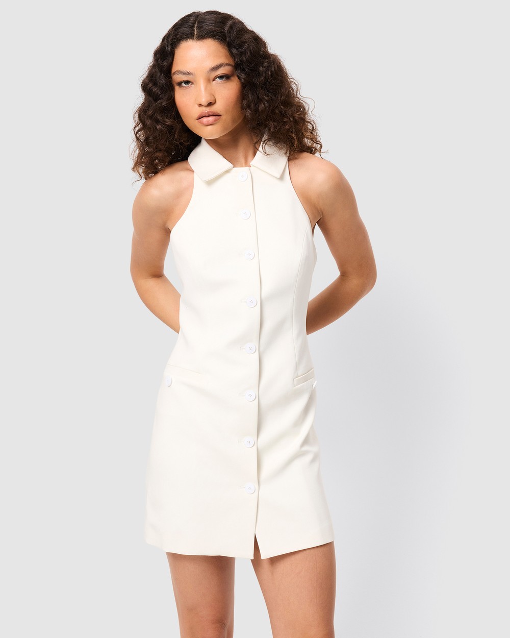 mossman white shirt dress Mossman - The Finish Line Mini Dress - White