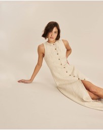 AERE - Violet Linen Button Down Midi Dress