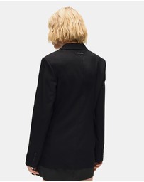 Karl Lagerfeld - Belted Contrast Lapel Blazer