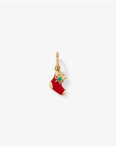 Michael Hill - Christmas Stocking Pendant with Created Emerald in 18kt Yellow Gold Vermeil