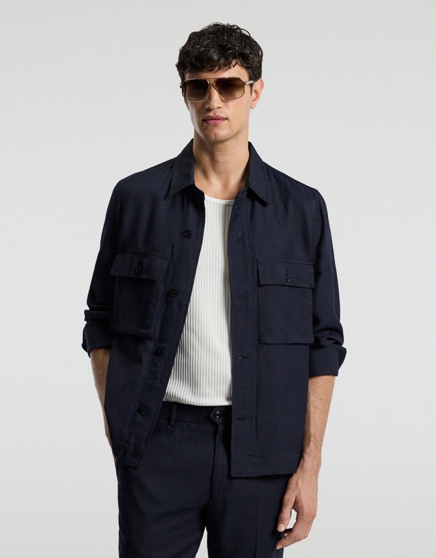 Calibre - Linen Blend Shirt Jacket Navy
