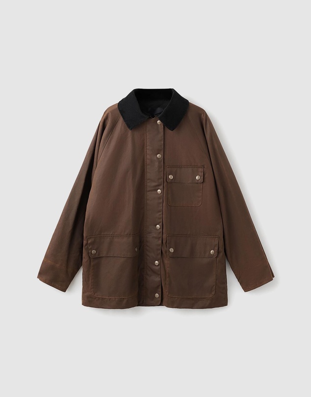 M.N.G - Waxed-Effect Parka With Corduroy Collar