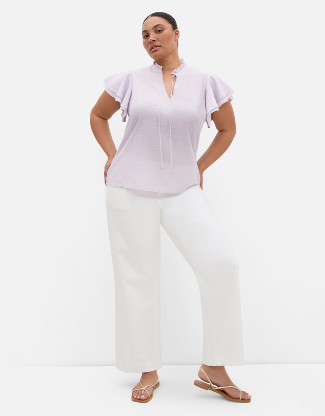 City Chic - Plus size Dakota Flutter Sleeve Top - lilac
