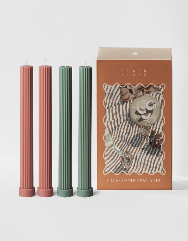 Black Blaze - Column Pillar Candle Party Set