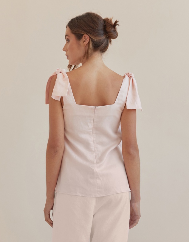 Amelius - Mavie Bow Linen Top