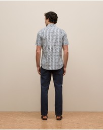Trenery - Reed Poplin Short Sleeve Shirt in Navy
