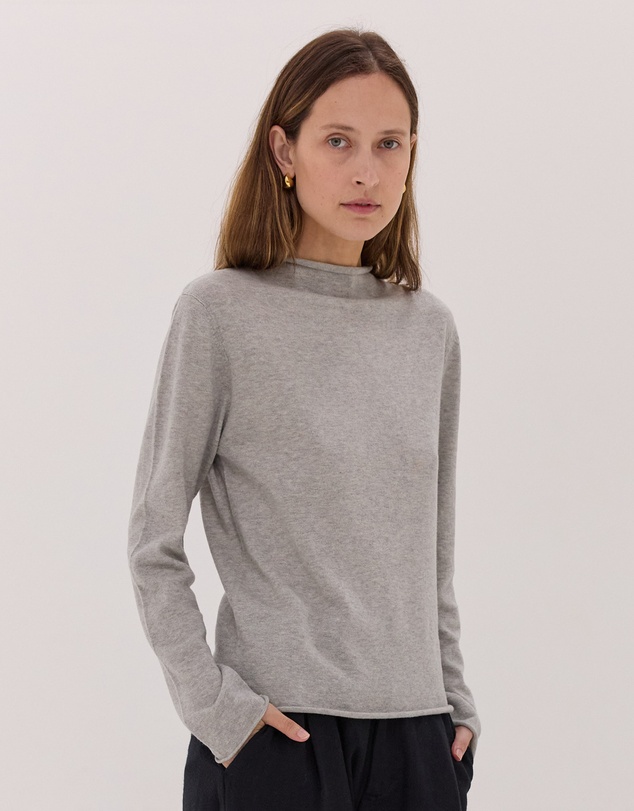 Cloth & Co. - The Funnel Neck Top | Earl Grey