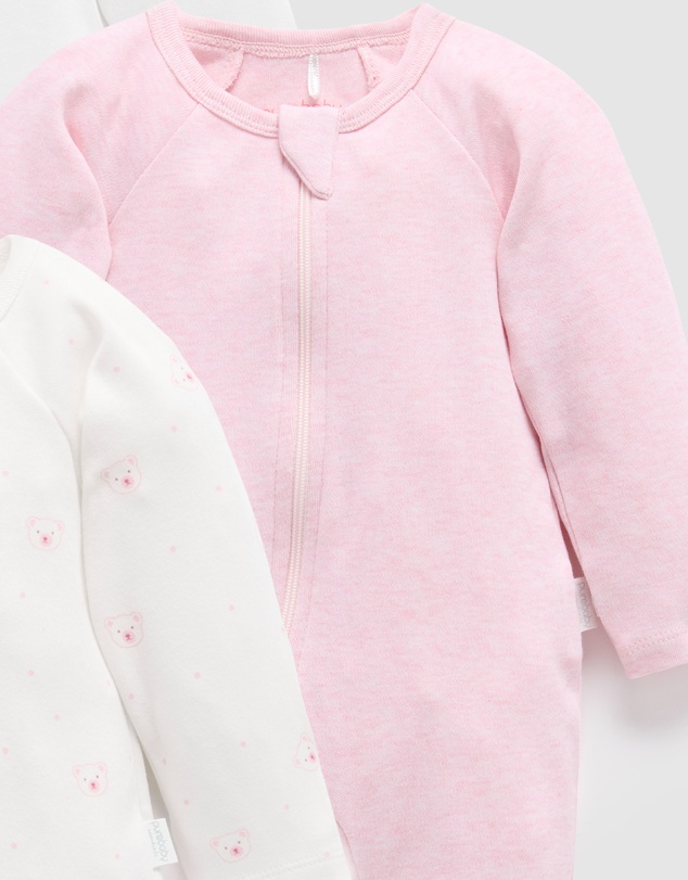Purebaby - 4 Pack Zip Growsuit -Babies