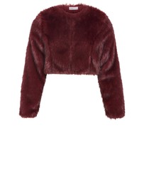 City Chic - Plus size Angel Faux Fur Crop Jacket - bordeaux