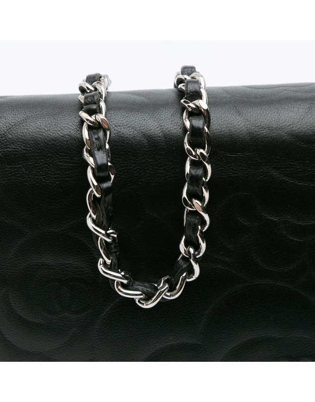 Pre-Loved by Azura Reborn - Pre-Loved Camellia Embossed Lambskin Wallet On Chain