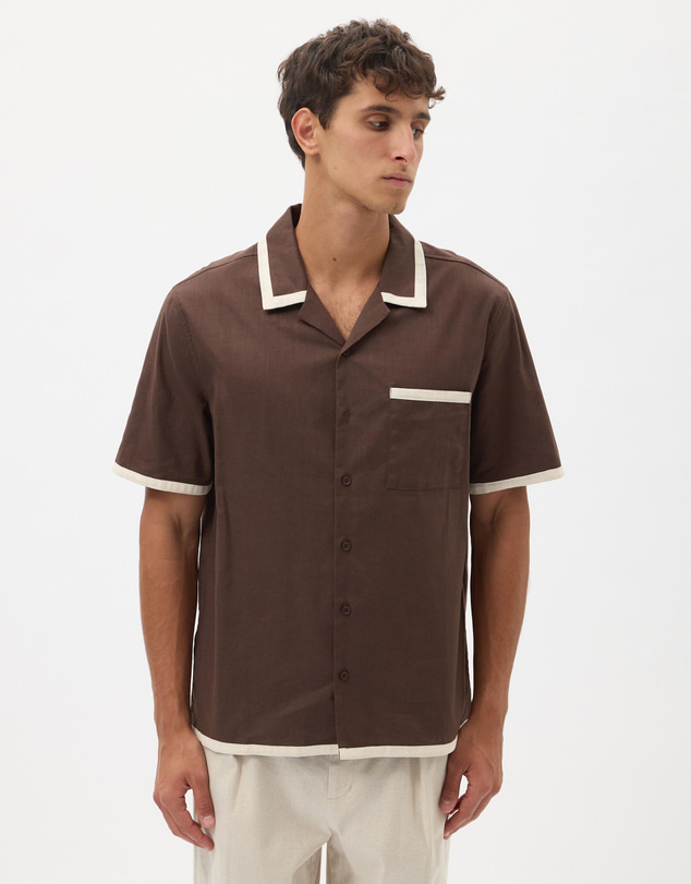 AERE - Linen Blend Contrast Shirt