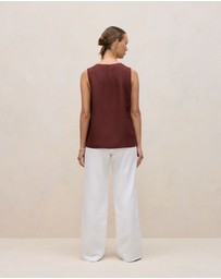 Trenery - Delave Linen Shell Tank in Espresso