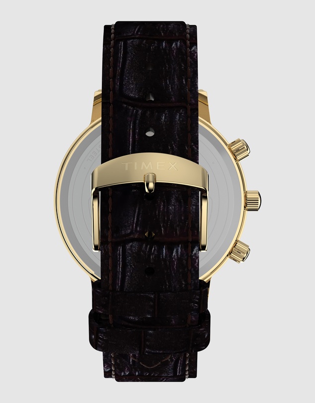 TIMEX - Timex 1990 Moon Phase and Calendar Dial Reissue 37mm Brown Leather Strap Watch