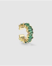 Wanderlust + Co - Jagged Baguette Emerald & Gold 9mm Ear Cuff