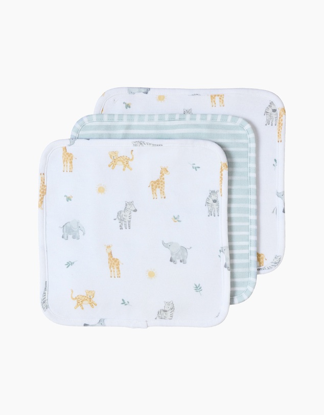 Living Textiles - 3 Pack Organic Wash Cloths - Roam & Roar