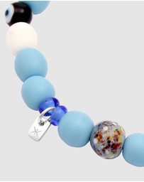 Kuzzoi - ICONIC EXCLUSIVE - Bracelet Male Smiling Face Light Blue Resin 925 Silver