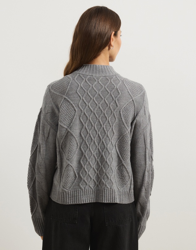 Atmos&Here - Evie Two-Way Zip Cable Knit Cardigan