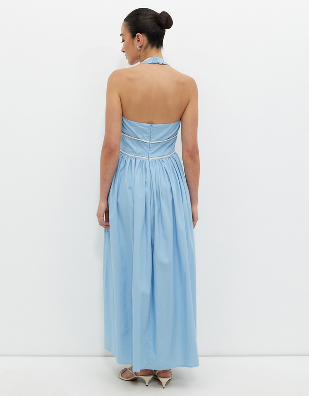 Calli - Contrast Bind Halter Midi Dress