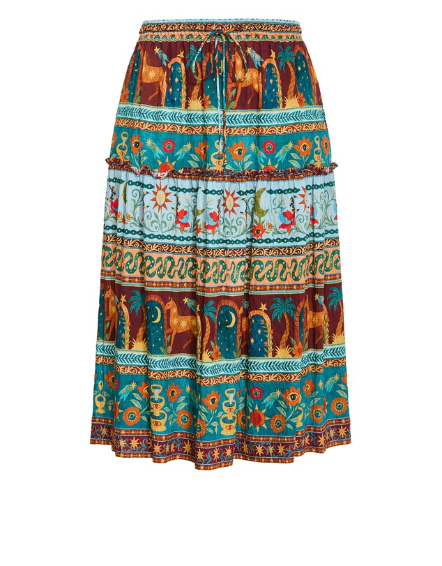 City Chic - Paradiso Print Midi Skirt