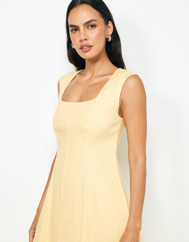 AERE - Chloe Panelled Linen Midi Dress