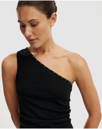Cotton On - Stud Trim Asymmetrical Knit Top