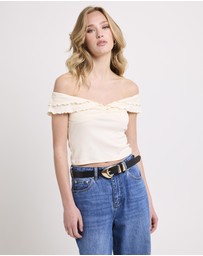 Subtitled - Mily Rib Ruffle Top