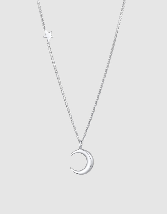 Elli Jewelry - Necklace Pendant Crescent Moon Star Astro in 925 Sterling Silver