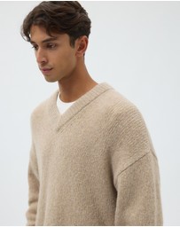 AERE - Wool Blend Slouched V-Neck Jumper