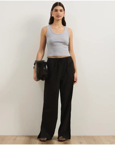 Atmos&Here - Celina Linen Blend Pants with Updated Waistband Detail