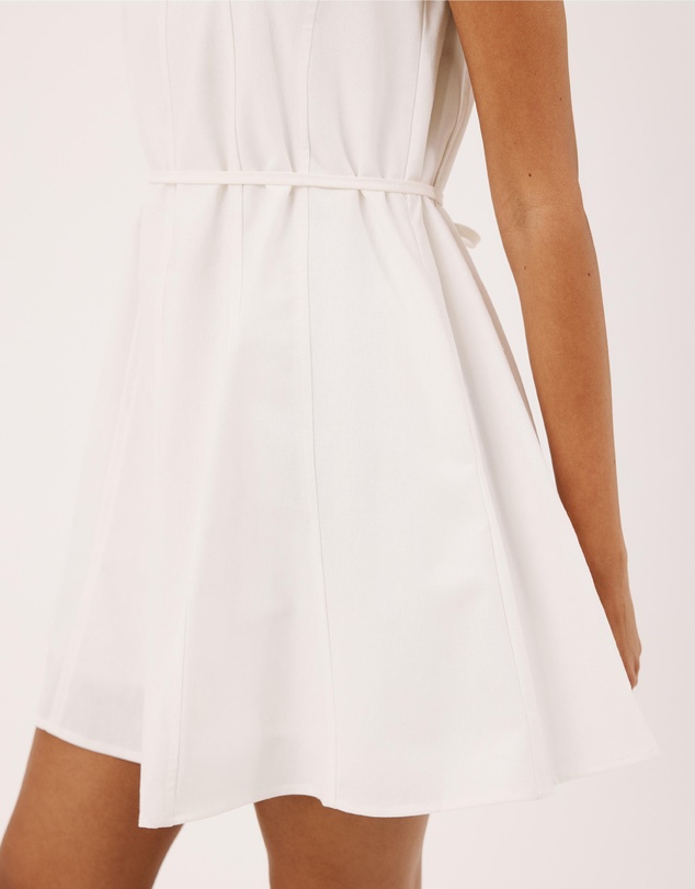 Atmos&Here - Willow Linen Blend A-Line Mini Dress with Top Stitching Detail