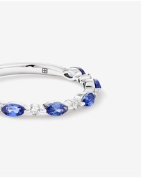 Michael Hill - Marquise Cut Ceylon Blue Created Sapphire Gemstone and Diamond Ring in Sterling Silver