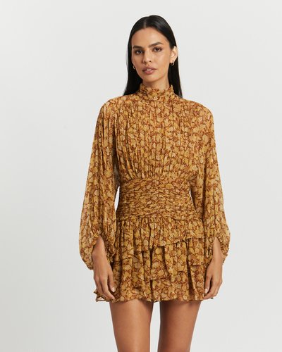 Sunset Long Sleeve Ruched Mini Dress