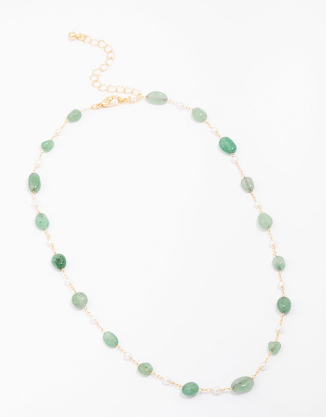 Lovisa - Gold Plated Alternating Semi-Precious Stone Chain Necklace