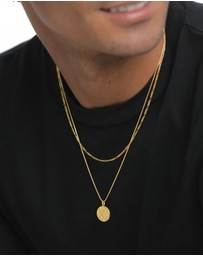 Kuzzoi - ICONIC EXCLUSIVE - Necklace Men Layer Figaro Venetian in 925 Sterling Silver Gold Plated