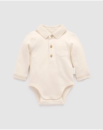Purebaby - Thick Polo Shirt Bodysuit -Kids-Babies