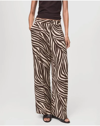 M.N.G - Straight-Leg Zebra-Print Pleated Trousers