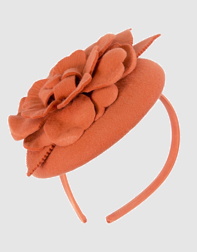 Max Alexander - Felt Orange Winter Pillbox Fascinator