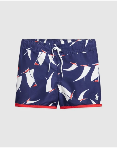 Polo Ralph Lauren - Sailboat Print Swim Trunks - ICONIC EXCLUSIVE - Kids
