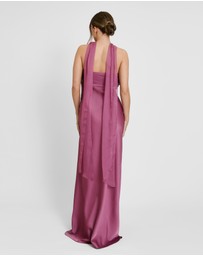 Six Stories - Chiffon Bandeau Satin Maxi Dress