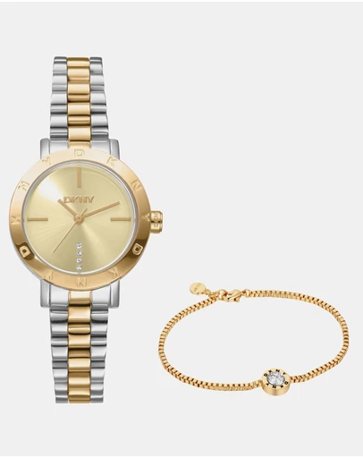 DKNY - Essentials Two-Tone 28mm Womens Watch + Gold Bracelet