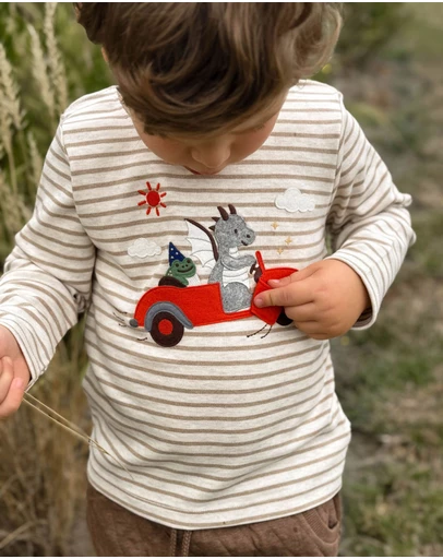 Purebaby - Flying Car Thick Tee -Kids-Babies