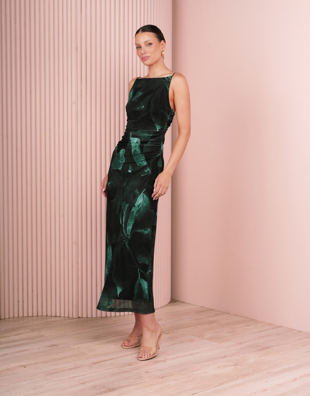 Azzurielle - Eliza Printed Mesh Maxi Dress