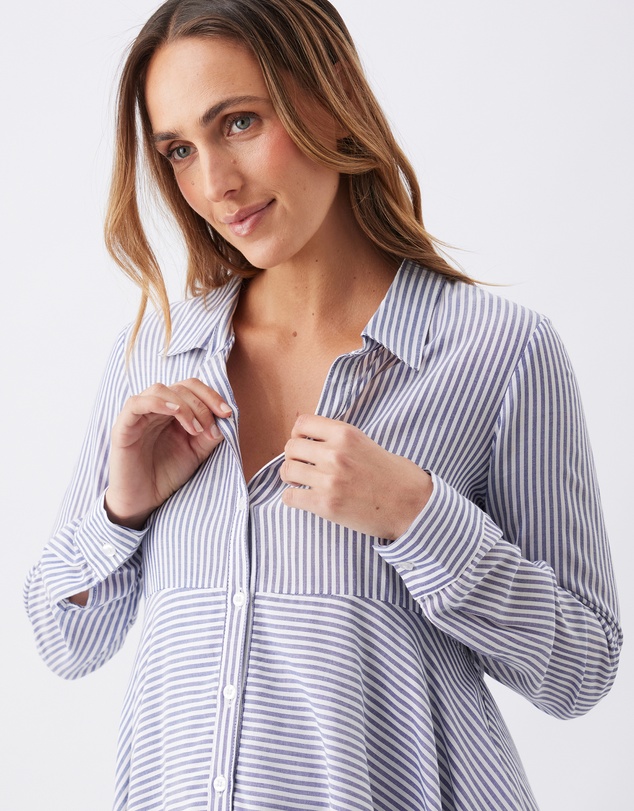 Ripe Maternity - Stripe Layered Peplum Shirt