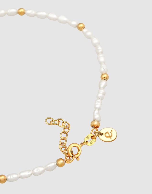 Elli Jewelry - Freshwater Pearl Sun Anklet in Gold-Plated 925 Silver