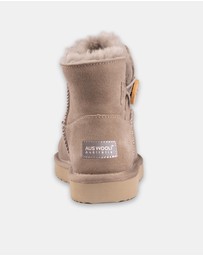 AusWooli Ugg Boots - Cabarita Short Sheepskin Wool Button Boots